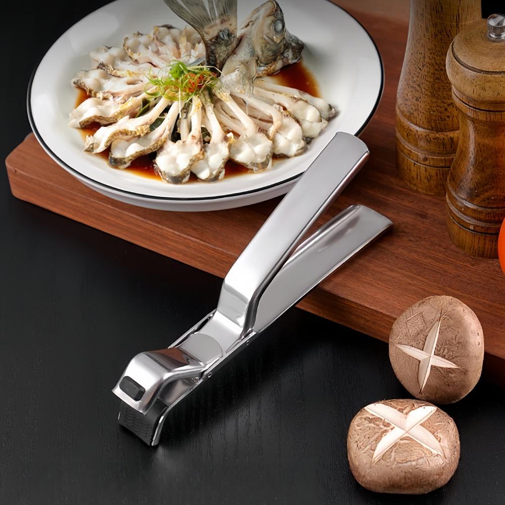 Pince à Bol en Acier Inoxydable Pince à Assiette Épaissie Silicone Antidérapant Anti-brûlure Plateau de Cuisson Boîte Vapeur Outils Essentiels de Cuisine