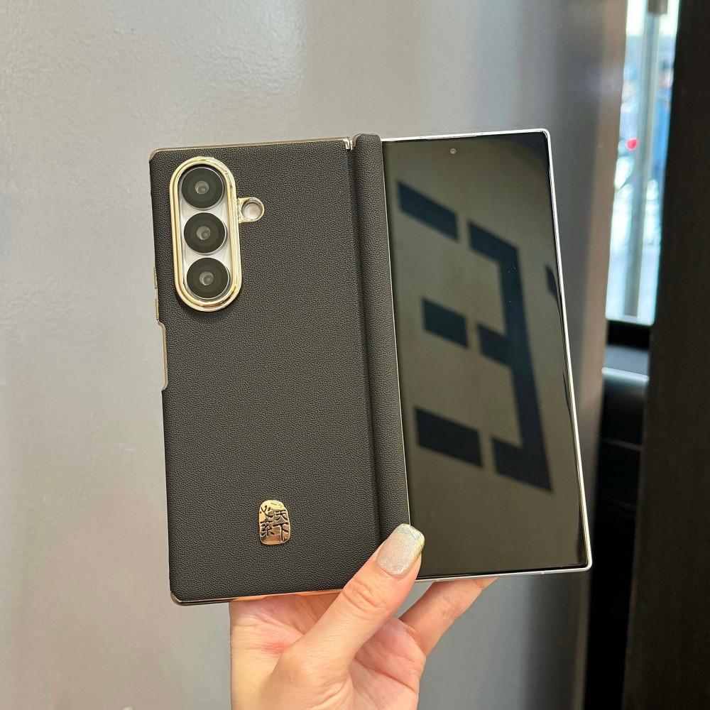 Luksusowe Biznesowe Skórzane PU Platerowane Skórzane Wygodne Etui na Telefon dla Samsunga Galaxy Z Fold 7 Zawias Odporne na Wstrząsy Ochronne Tylne Etui