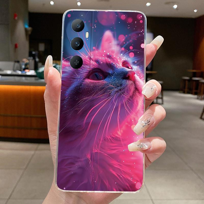 Casing For Realme C65 4G RMX3910 Case Aesthetic Cute Cat Astronaut Soft Silicone Cover For Realme C65 4G Transparent Phone Case