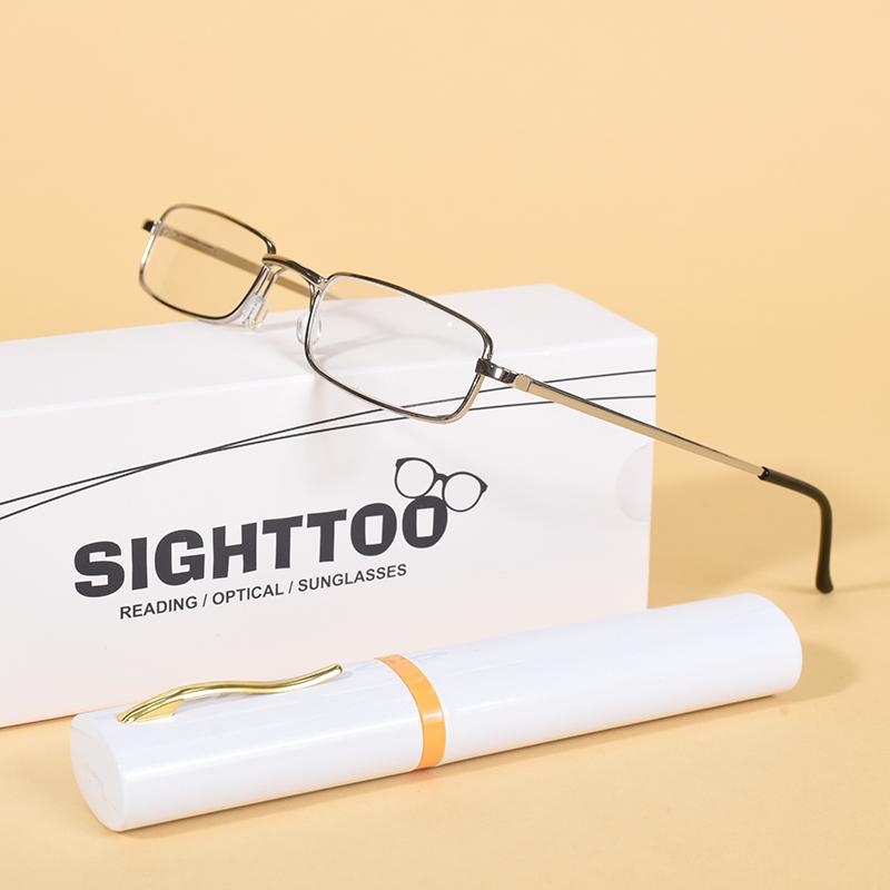 

Portable Lightweight Slim Reading Glasses with Tube Case Readers Glasses for Men Women Mini Compact Eyeglasses +300