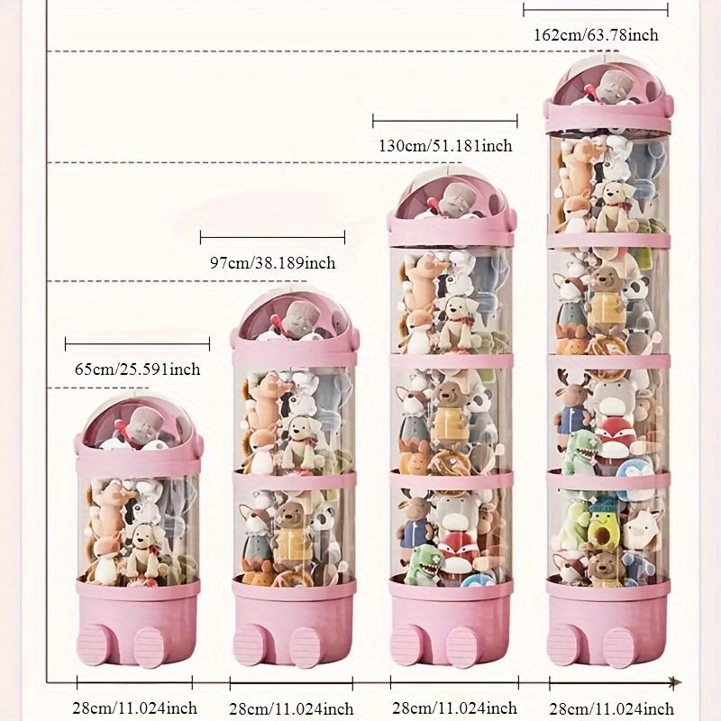 Round Plastic Doll Storage Bucket Multipurpose Large-Capacity Clear Plush Toy Organizer for Home Ornament Storage Christmas Gift