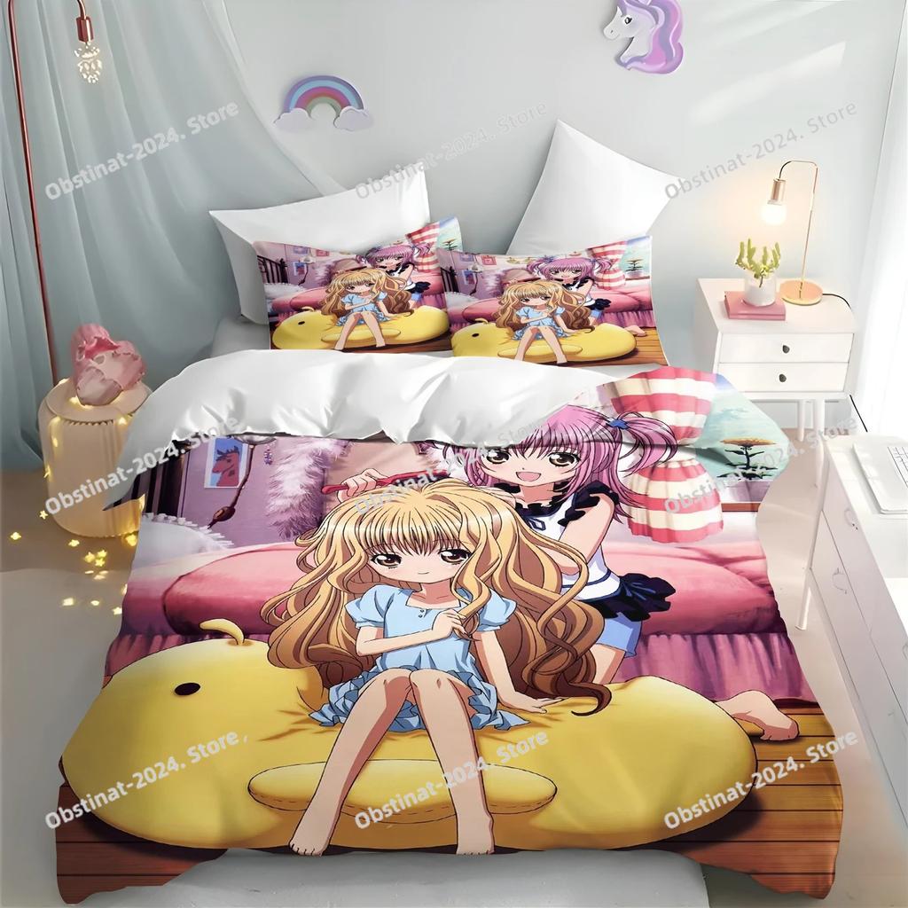 Cartoon Shugo Chara Duvet Cover 3-Piece Set Children Hinamori Amu Cute Polyester Soft Breathable Comforter Animation Bedding Set