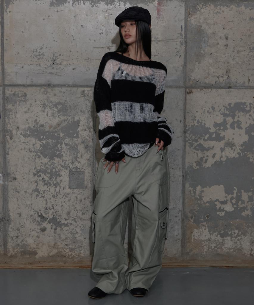 FANCY CLUB Hailey Striped Knit (Black) F25Zb020