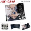 Gojo Satoru Anime Wallet Jujutsu Kaisen White Hair Teacher Bi-Fold Snap Coin Card Purse Black
