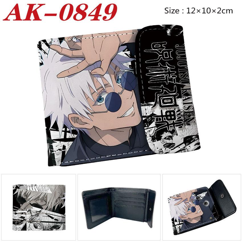 Gojo Satoru Anime Wallet Jujutsu Kaisen White Hair Teacher Bi-Fold Snap Coin Card Purse Black