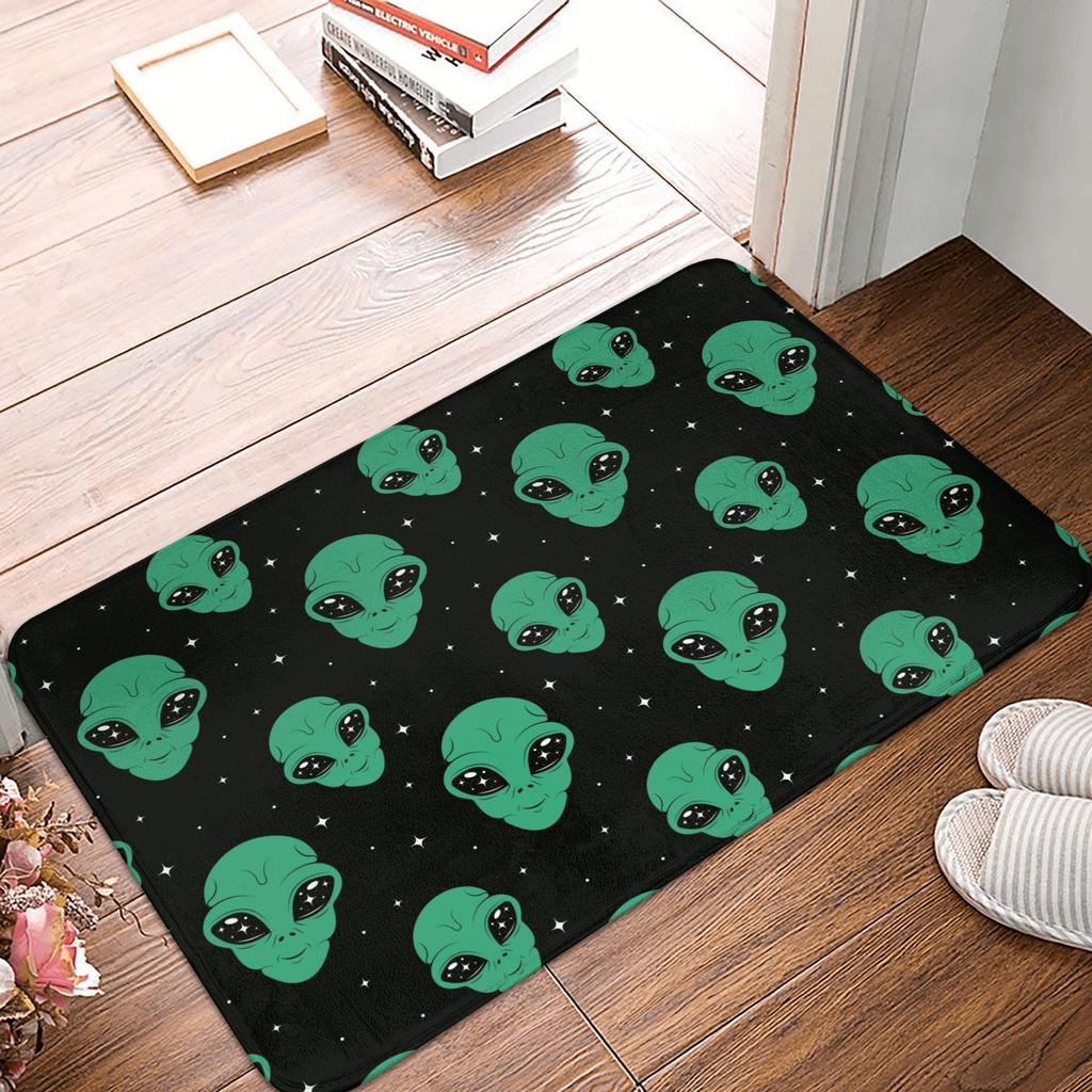 Universal vector icons alien heads Front Floor Door Entrance Mats Indoor Bathroom Kitchen Doormat Bedroom Carpet Rug