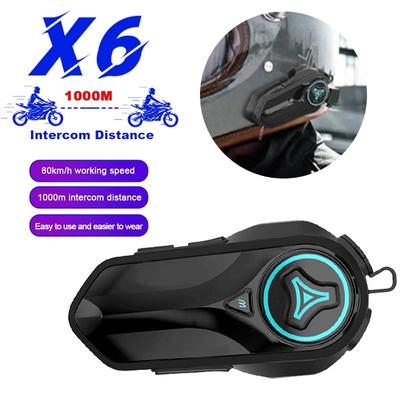 X6 Motosiklet Kask Kulaklık Moto Interkom Bluetooth 5.0 Kablosuz Interkom Hoparlör Handsfree Kask Walkie Talkie 2 Rider 1000 M