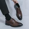 Fashion New Men's Leather Shoes Comfortable Minimalist Style Fashion Daily Office Business OUTDOOR Black Brown Lace-up -46 Versatile