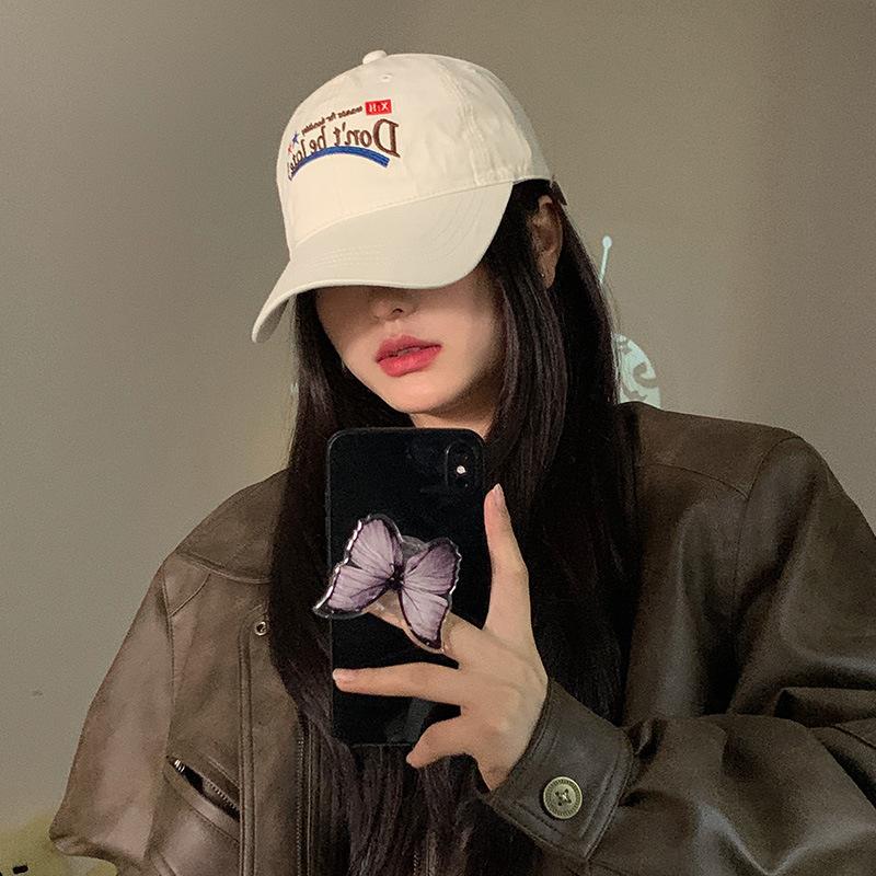 

Американская кепка с козырьком женская 2024 новая большая окружность головы буква бейсболка показывает лицо маленькая корейская версия универсальная коричневая шляпа прилив Adult size 55-58cm белый