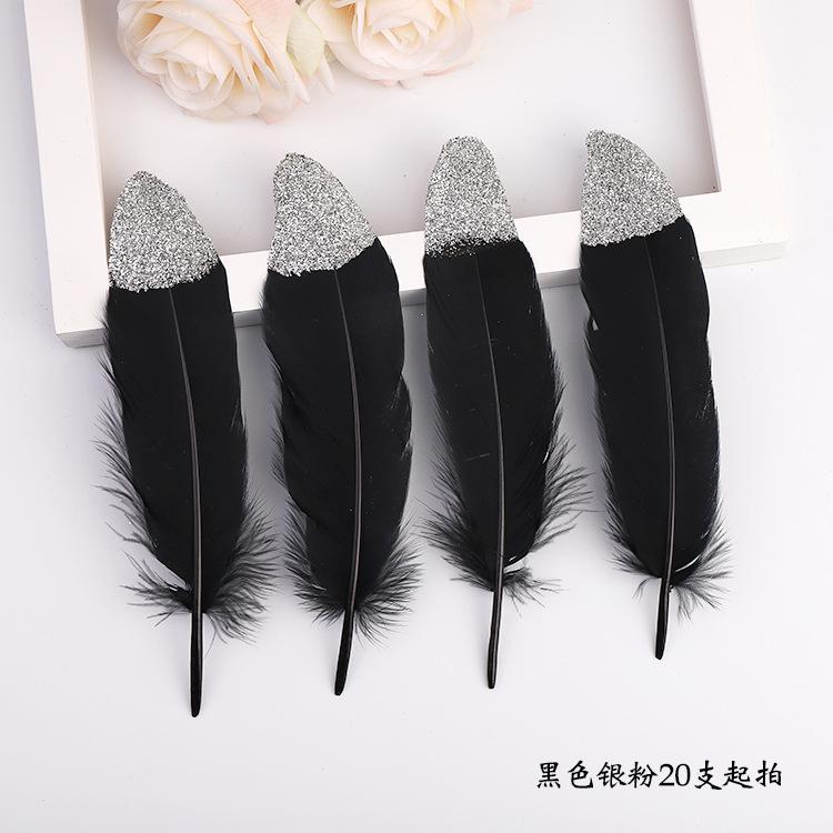 Golden Feather Colored Goose Feather Spray Gold Hard Big Floating Feather Jewelry Accessories Whole Face Semi-Golden Diy Handmade Decoration