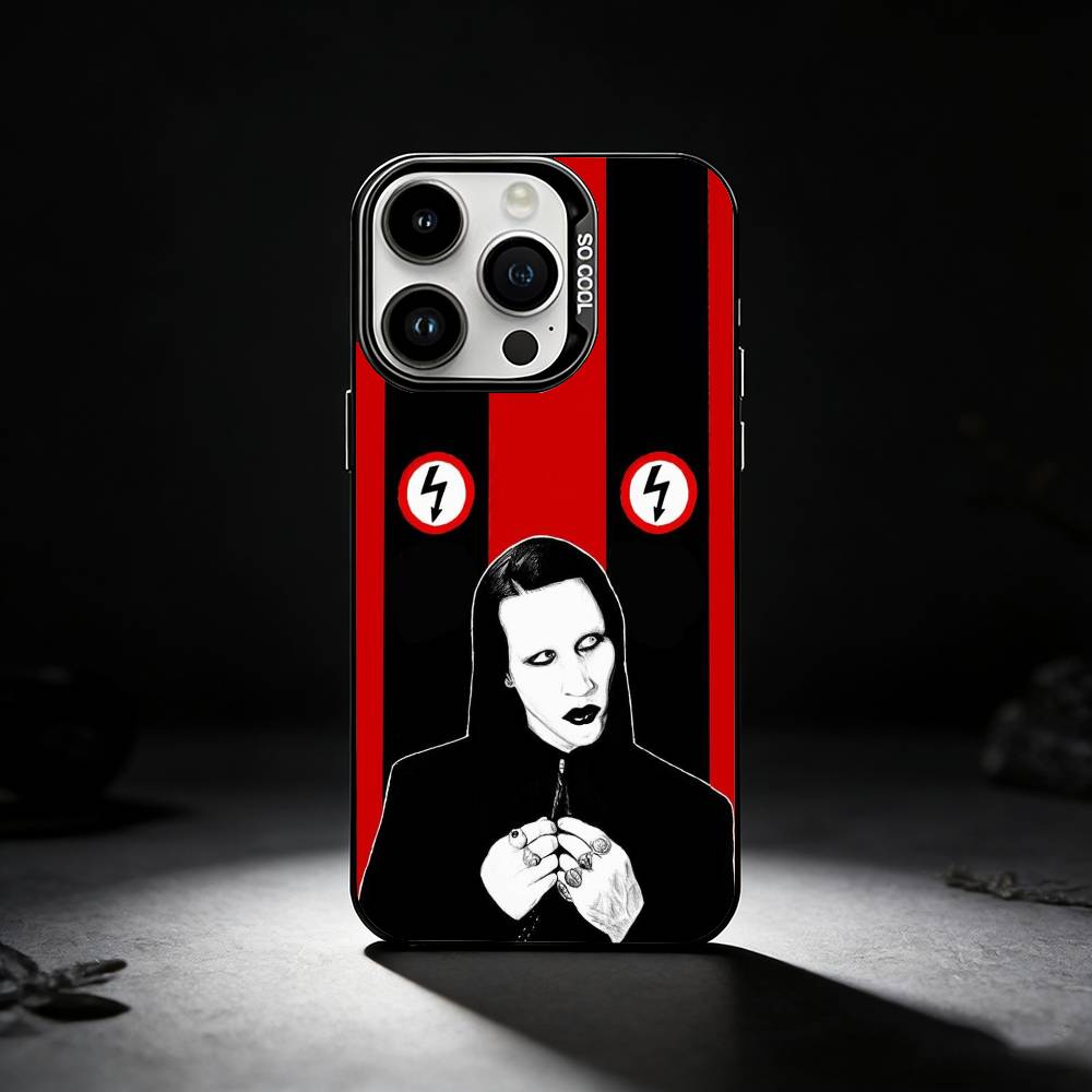 M-Marilyn Singer Manson Phone Case For iPhone 17,16,15,14,13,12,11 Plus,Pro Max,XS,Colored silver phone case