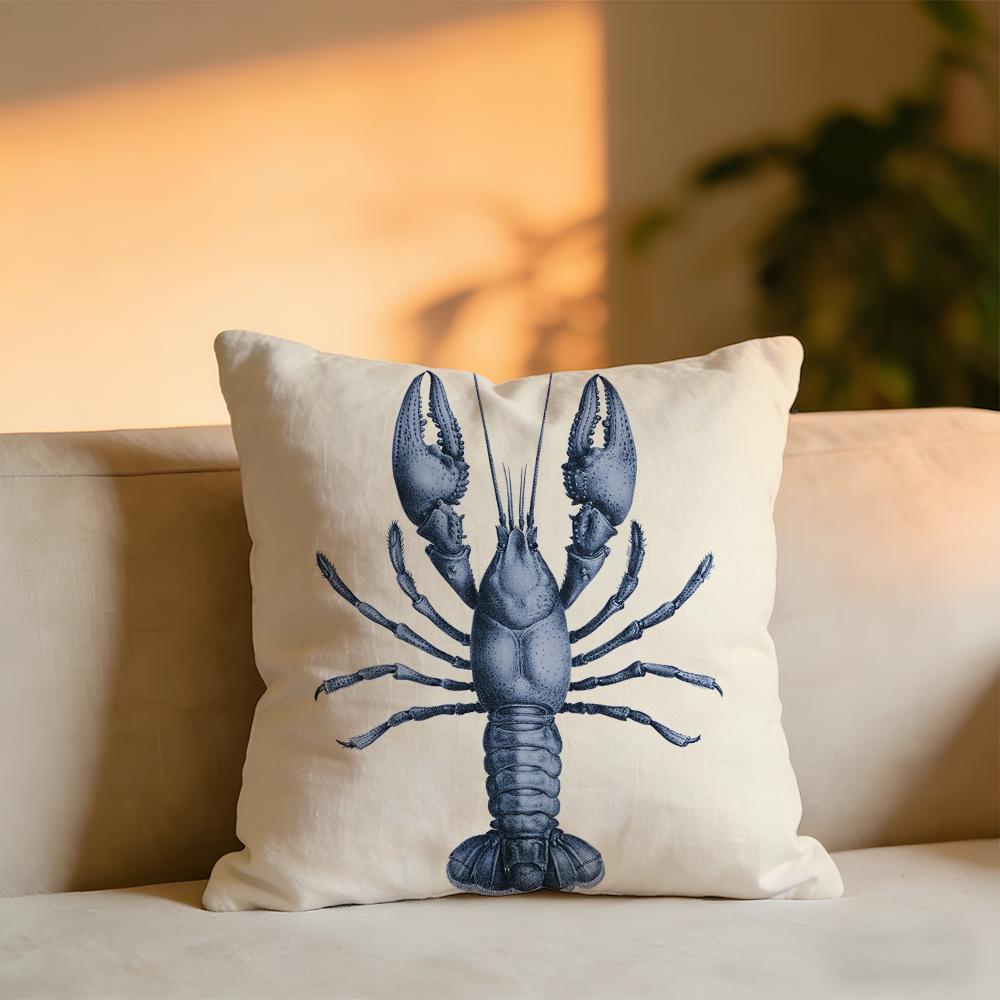 Blue Sea Creature Coral Shrimp Cushion Cover Cozy Velvet Throw PillowSoft Warm Cushion For Sofa  Bed