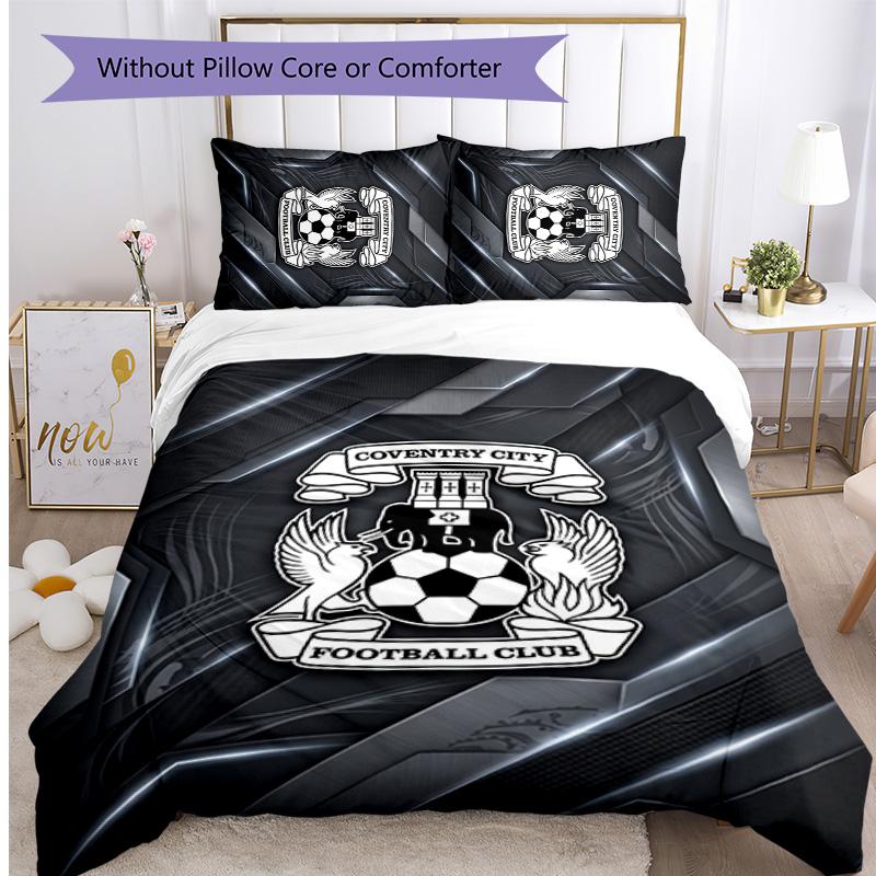 Coventry City Football Printed 3 Pieces Bedding Set, Comfortable Skin Friendly Bedroom Duvet Cover Set