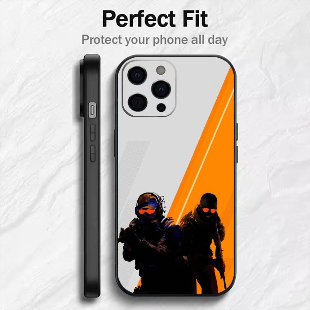 Game CS2 C-Counter S-Strikes Phone Case For iPhone17,16,15,14,13,12 Plus,Max Soft Silicone Black Cover