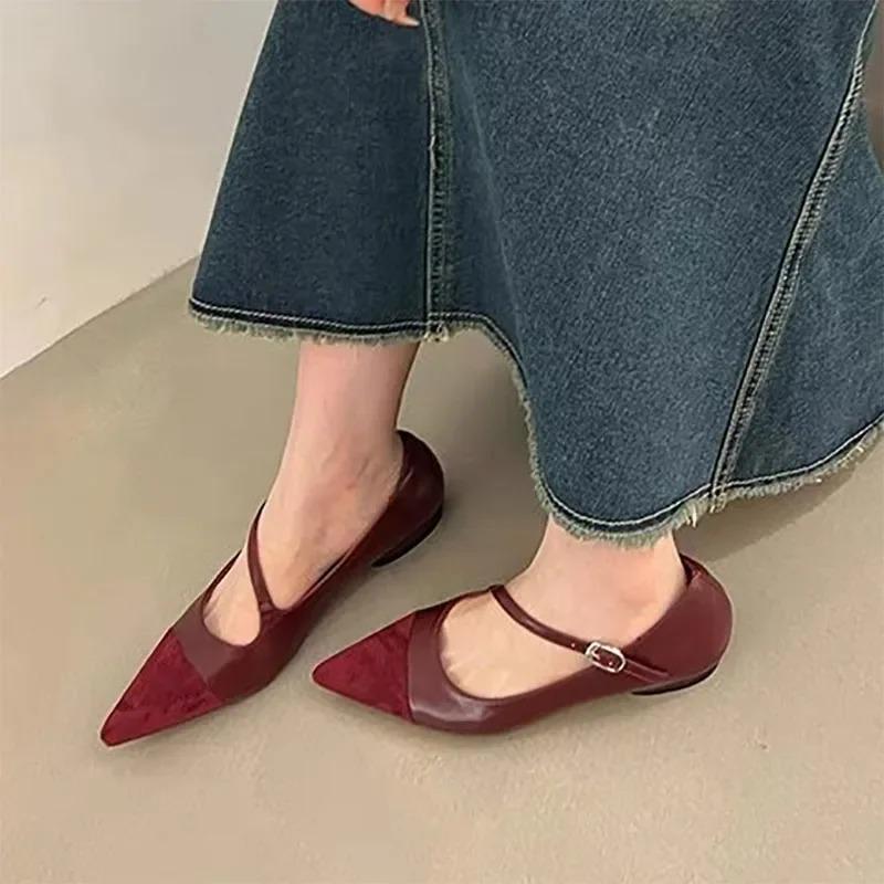 Women's Flats Pointed Toe Mary Jane Shoes for Women Elegant Dress Shoes Oblique Strap Ladies Shoes