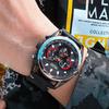 Megir Rose Black Luxury Chronograph Men Watches with Leather Strap