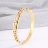 Fashionable Stainless Steel Inlaid Zirconium Copper Money Bracelet for Women Gold Cut Hollow Bracelet Party Daily Jewelry