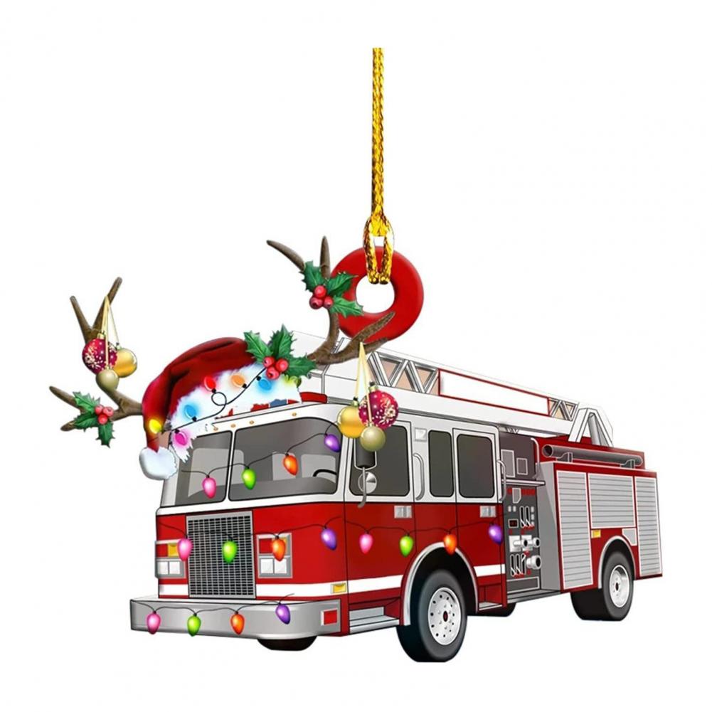 Christmas Vehicle Ornament Acrylic Truck Tractor Airplane Christmas Tree Ornament For Holiday Party Decoration Home Ornament