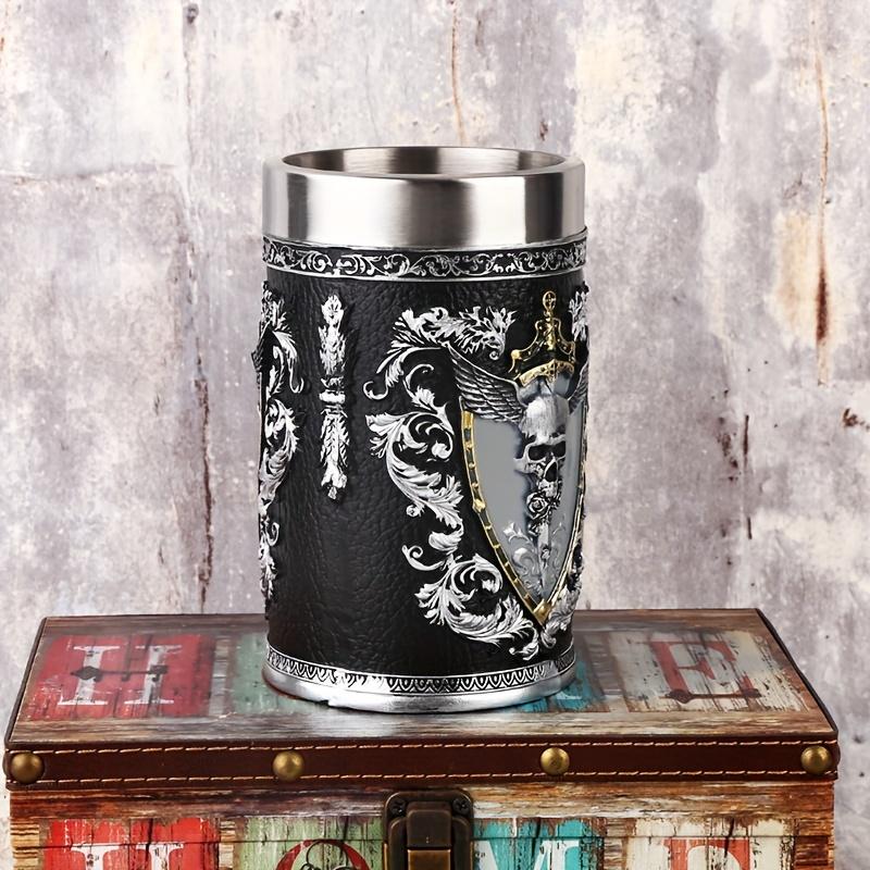 1 stk Dødningehode Engel Ølkrus Resin Relieff Skjelett Engel Sverd Krus Rustfritt Stål Innside Vann Kaffekopp Kreativt Herre Vinglass Egnet For Familier