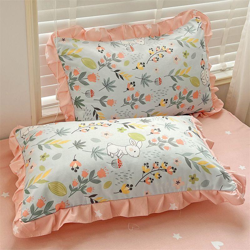 2pcs Soft and Comfortable Yarn Floral Lace Pillowcases | Plant Flower Print, Suitable for Bedroom Bedding Pillow Core Cover
