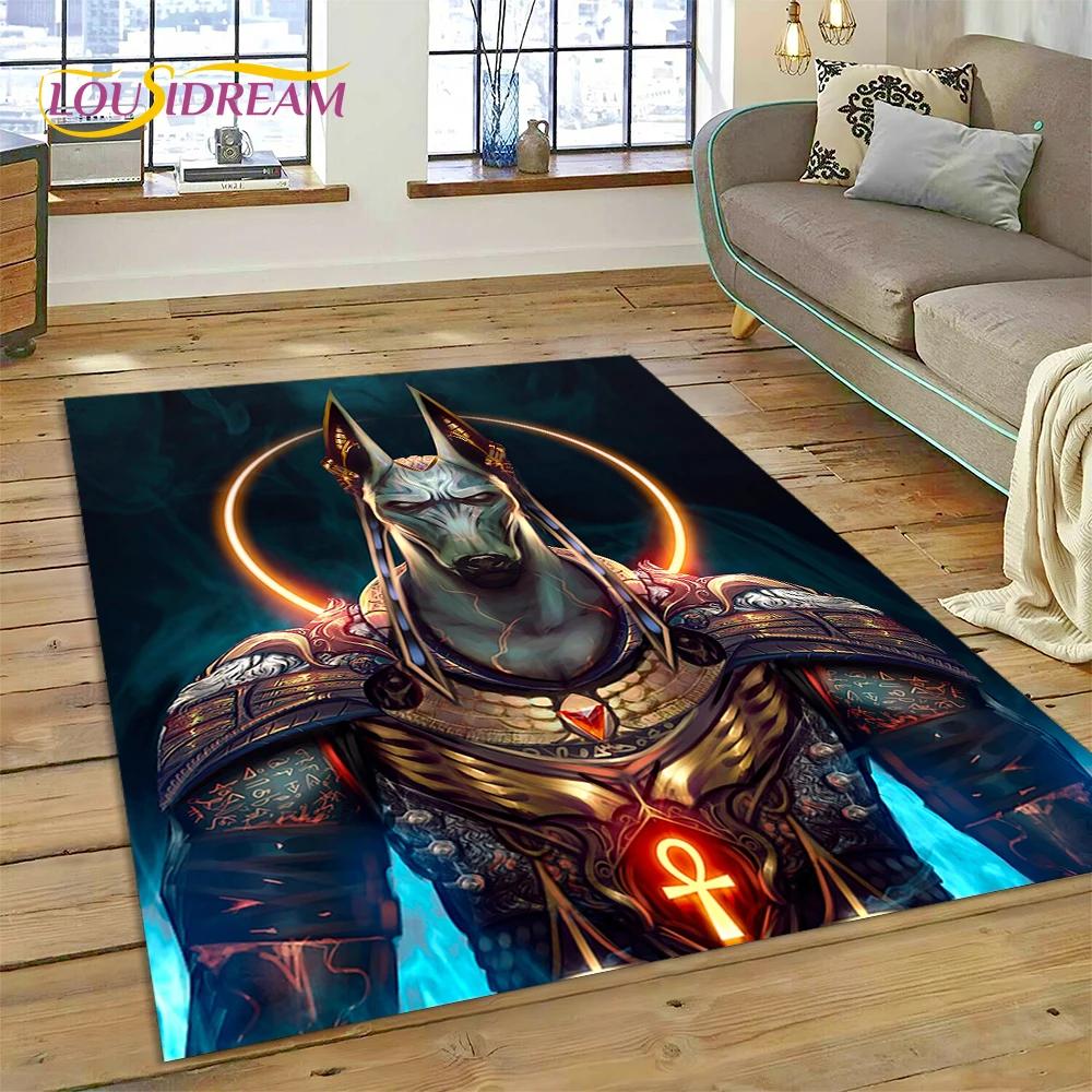 Tappeto 3D Anubis Faraone Horus Mitologia egizia Dei Tappeto per casa Soggiorno Camera da letto Divano Zerbino Decor, Tappeto Tappetino antiscivolo