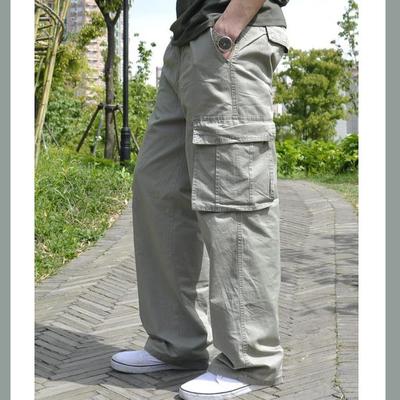 Pantalones de pierna ancha para hombre Monos multibolsillo Pantalones rectos casuales Versión holgada para exterior Pantalones deportivos