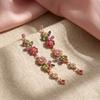 1 Pair Long Flower Drop Earrings Embellished Dangle Earrings  All Seasons Compatible