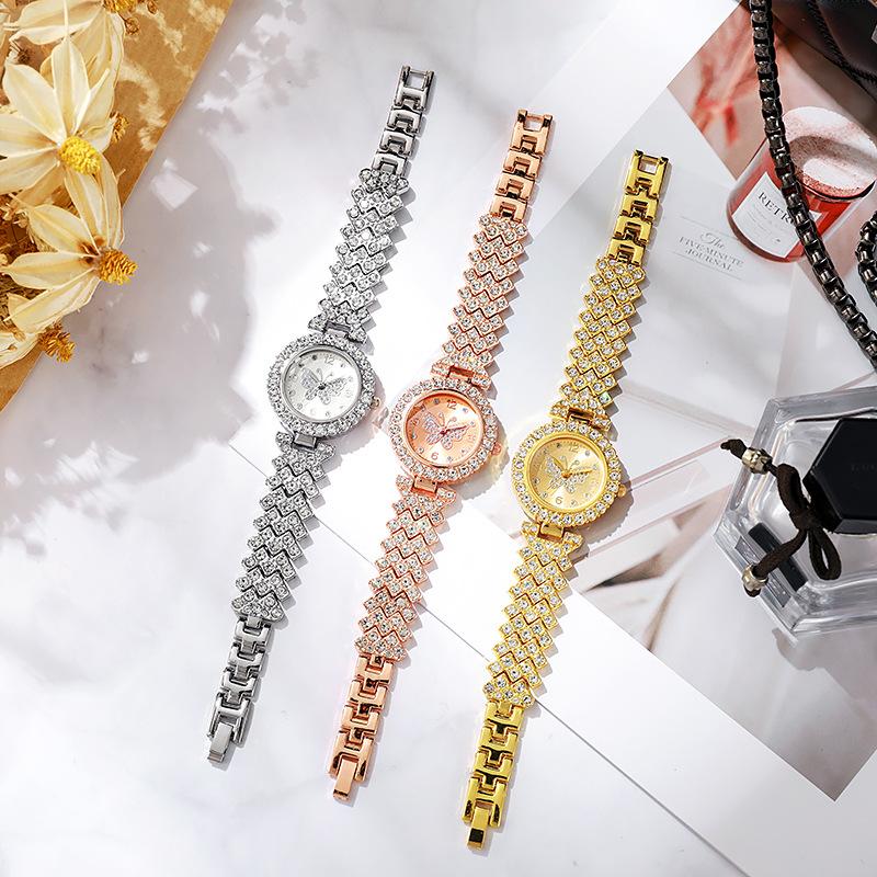 Butterfly Original Diamond Watch for Women Fashion Elegant Stainless Steel Quartz Wristwatch Luxury Ladies Dress Watches