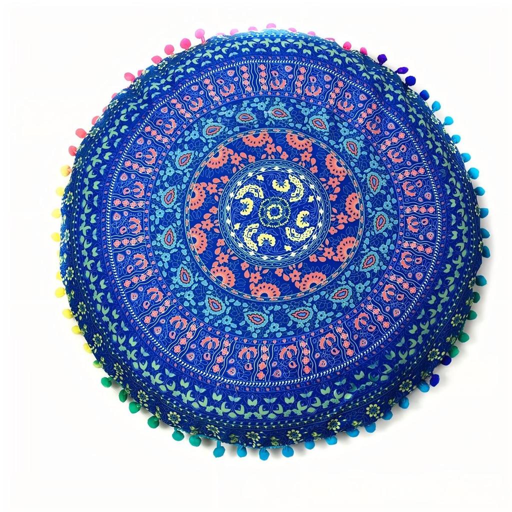Bohemian 43cm/80cm Round Pillow Case Mandala Pattern Cushion Cover Indian Elephant Retro Meditation Floor Decorative Pillows