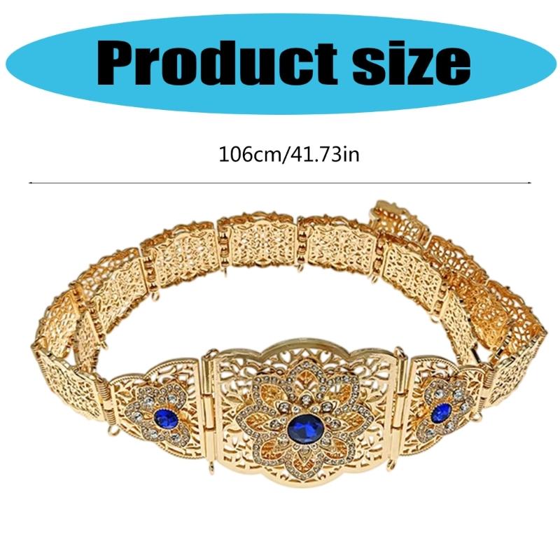 Decorative Corset Band Middle Eastern Metal Belt For Women Long Robe Caucasus Wasit Chain With Rhinestones Design