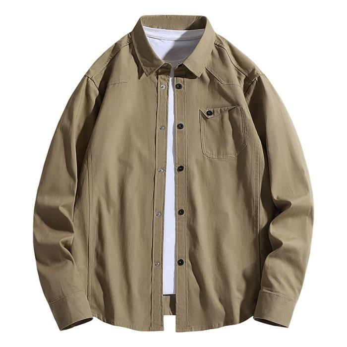Pure Cotton Long-sleeved Shirt Spring Slim Casual Workwear Solid Color Large Size Spring New Shirt