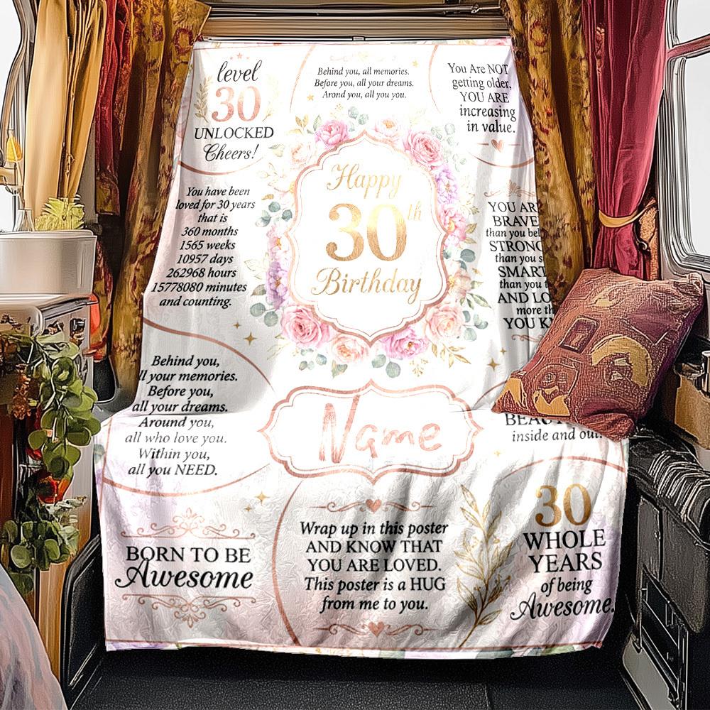 Happy 30Th Birthday Blanket Durable Comfort For Sofa Couch Office Bed Picnics Ideal For All Seasons Stylish Decor Perfect Gift For Relatives And