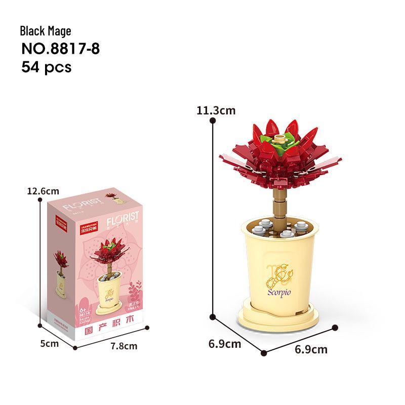 Succulent Bonsai Building Block Flowers - Compatible with Lego, Small Particle Assembly Toys for Girls
