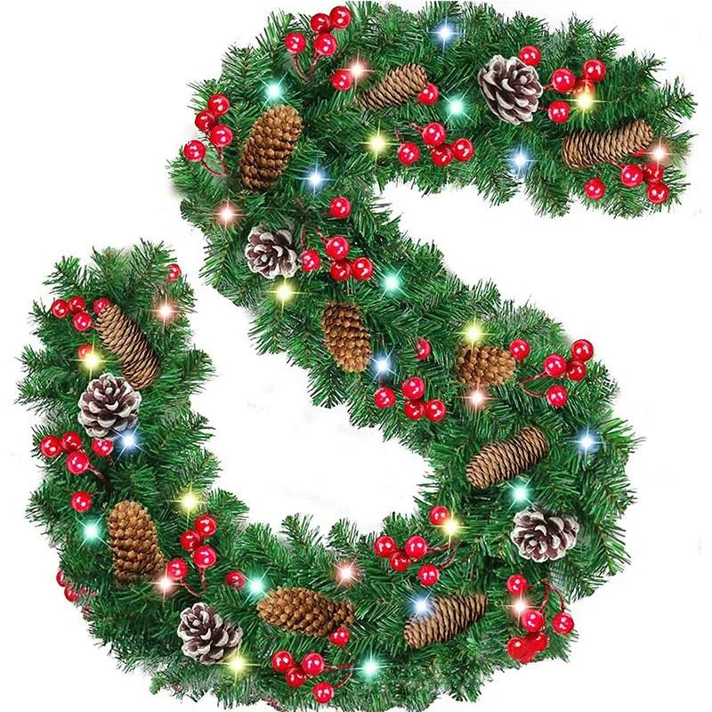 Green PVC Christmas Decoration Rattan Hotel Shopping Mall Bar Door Hanging Decoration Christmas Encrypted Rattan