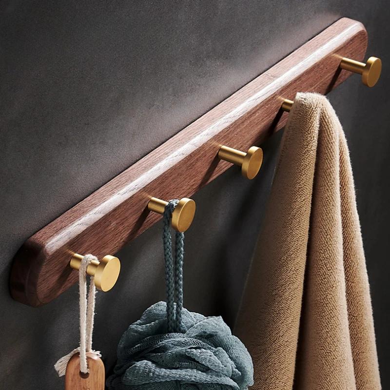 Wall Mounted Coat Hook Wood Clothes Hanger Decorative Key Holder Hat Scarf Handbag Storage Hanger Bathroom Rack