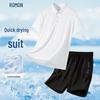 ROMON Men's 2026 Seamless Ice Silk Polo Shirt & Casual Shorts Set