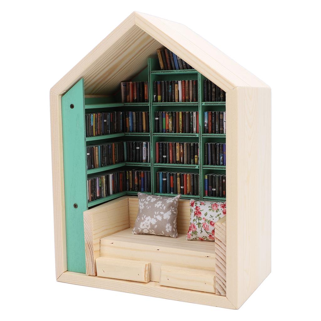 Bookshelf Mini House Kit Wooden Decorative Exquisite Cute Long Life Tiny House Kit for Bedroom Study