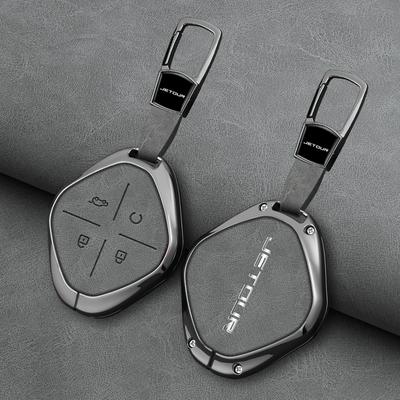 Zinc Alloy Leather Full Cover Car Key Case For Jetour Dashing X-1 Plus Dtc Car Remote Key Protection Shell Accessories