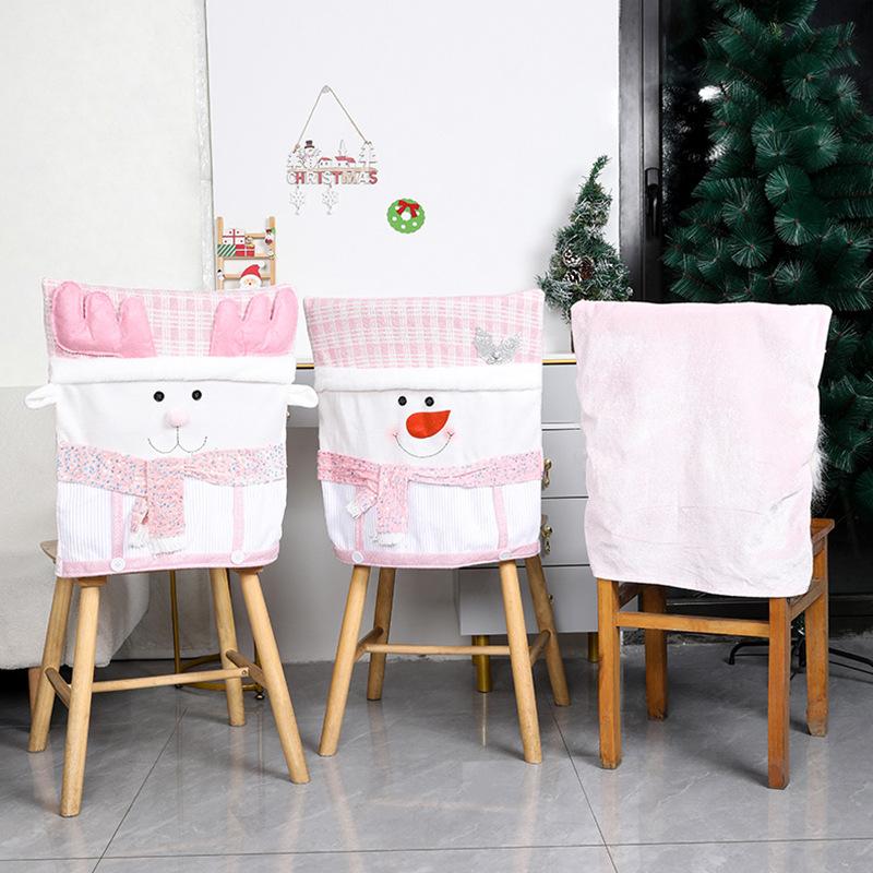 1pcs Pink Christmas Chair Covers with Santa Claus Cloth Dining Stool Covers for European Home Decor Household Supplies