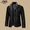 Men's leather jacket new autumn and winter trend fleece thickened blazer men's motorcycle leather jacket