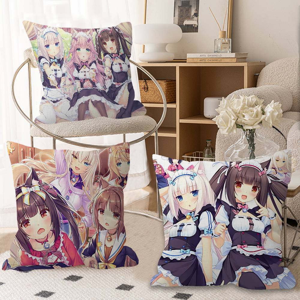N-Nekopara Anime Cushion Cover Pillow Cover Decor Pillowcase Printed Cushion Case For Couch
