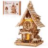 ROBOTIME 3D Wooden Puzzles for Adults-Cuckoo Clock Wooden Models To Build-435 Piece Model Kit for Craft Enthusiast Model Building Set (Natural)