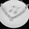 TREAZY Sparkling Rhinestone Crystal Teardrop Design Wedding Bridal Jewelry Set Silver Plated Women Choker Necklace Earrings Set
