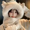Women Winter Scarf Hat Gloves Set Girl Headwear for Girl Winter Cycling Climbing Skiing Scarf Hat Thick Lining