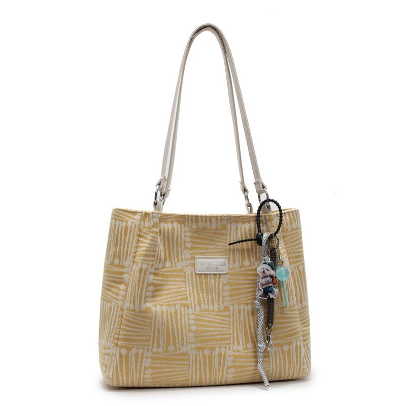 Large Capacity Student Class Commute Tote Bag 2025 New Fashion Shoulder Bag Casual Striped Underarm Lady Bag