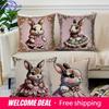 2D Cute Dressed Rabbits Pillow Covers For Home Pattern Cushion Cover Suitable For Sofa Bedroom Car Pillow Cover