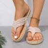 2024 Women Slippers Comfy Beach Flip Flops Summer New Soft Bottom Casual Flat Shoes Solid Plush Edge Canvas Women Slides