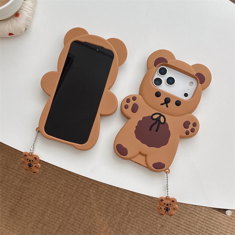 3D Kreslený Medvěd Měkké Silikonové Pouzdro na Telefon Pro iPhone 17 Air 16e 15 13 14 12 11 Pro Max Mini XS XR X 7 8 Plus Nárazuvzdorný Kryt