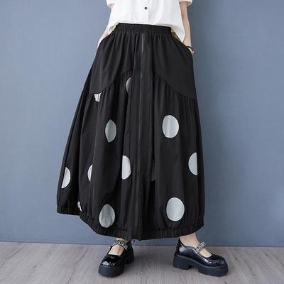 Kropki plus size Wysoki stan vintage Wiosna Lato casual luźna długa dla kobiety spódnice spódnica damska