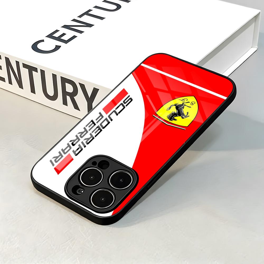 F-Ferrari S Auto Logo Handyhülle Für IPhone 17 Pro Max 16 15 14 Pro Max 13 11 X Xs Xr 8 7Plus Glasabdeckung